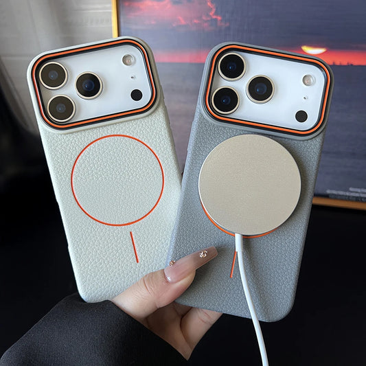 Luxury Leather Texture Magnetic Case For iPhone 17 /Air/Pro/ Pro Max For Magsafe Shockproof Soft TPU Cover